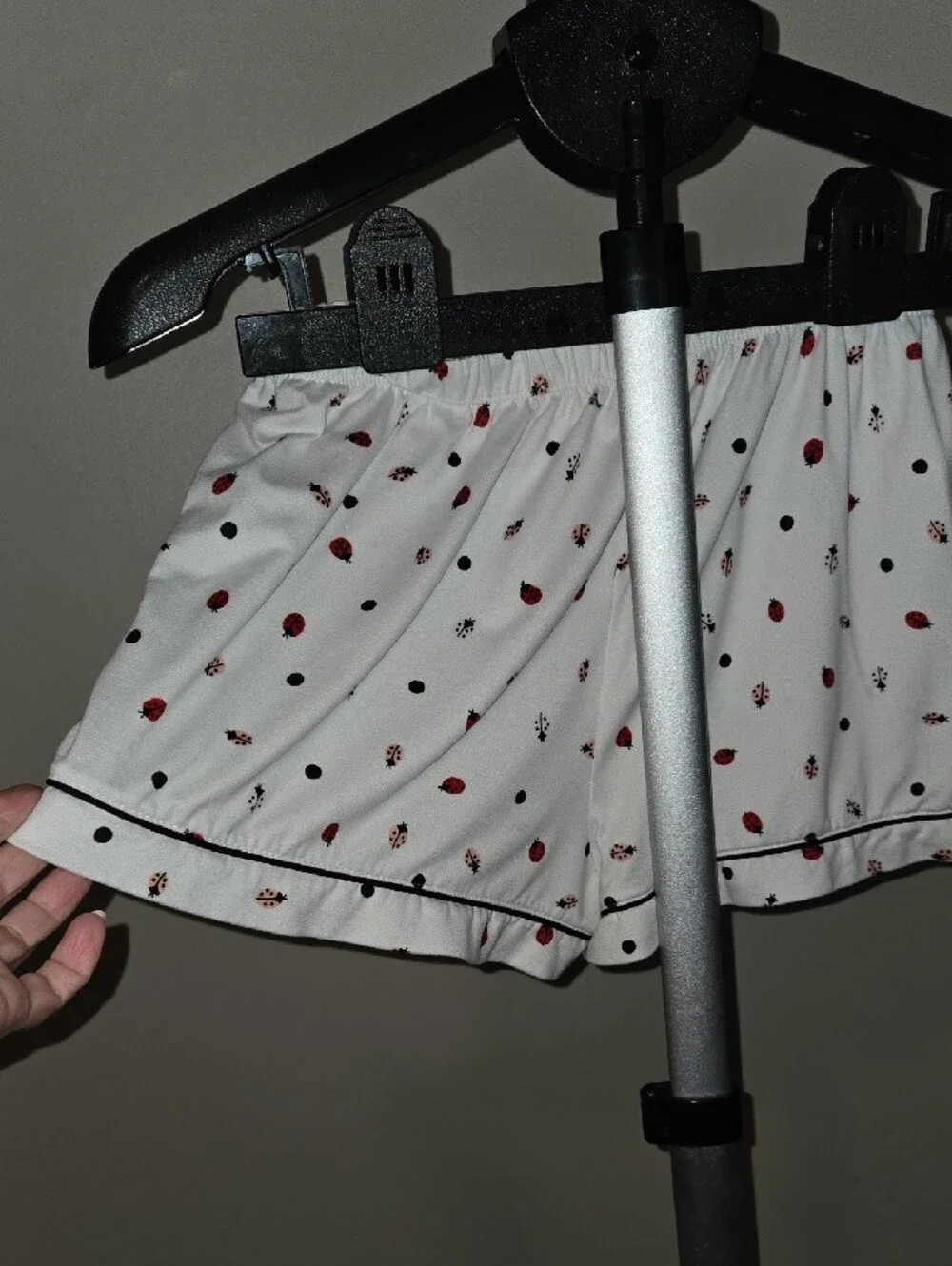 Kate Spade White Short Sleeve Button Pajama Set with Ladybug Dot Print